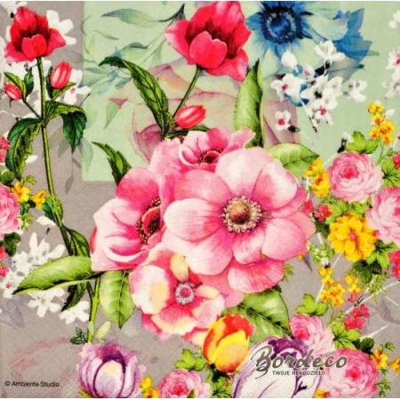 Serwetka decoupage firmy AMBIENTE kwiaty 33x33cm